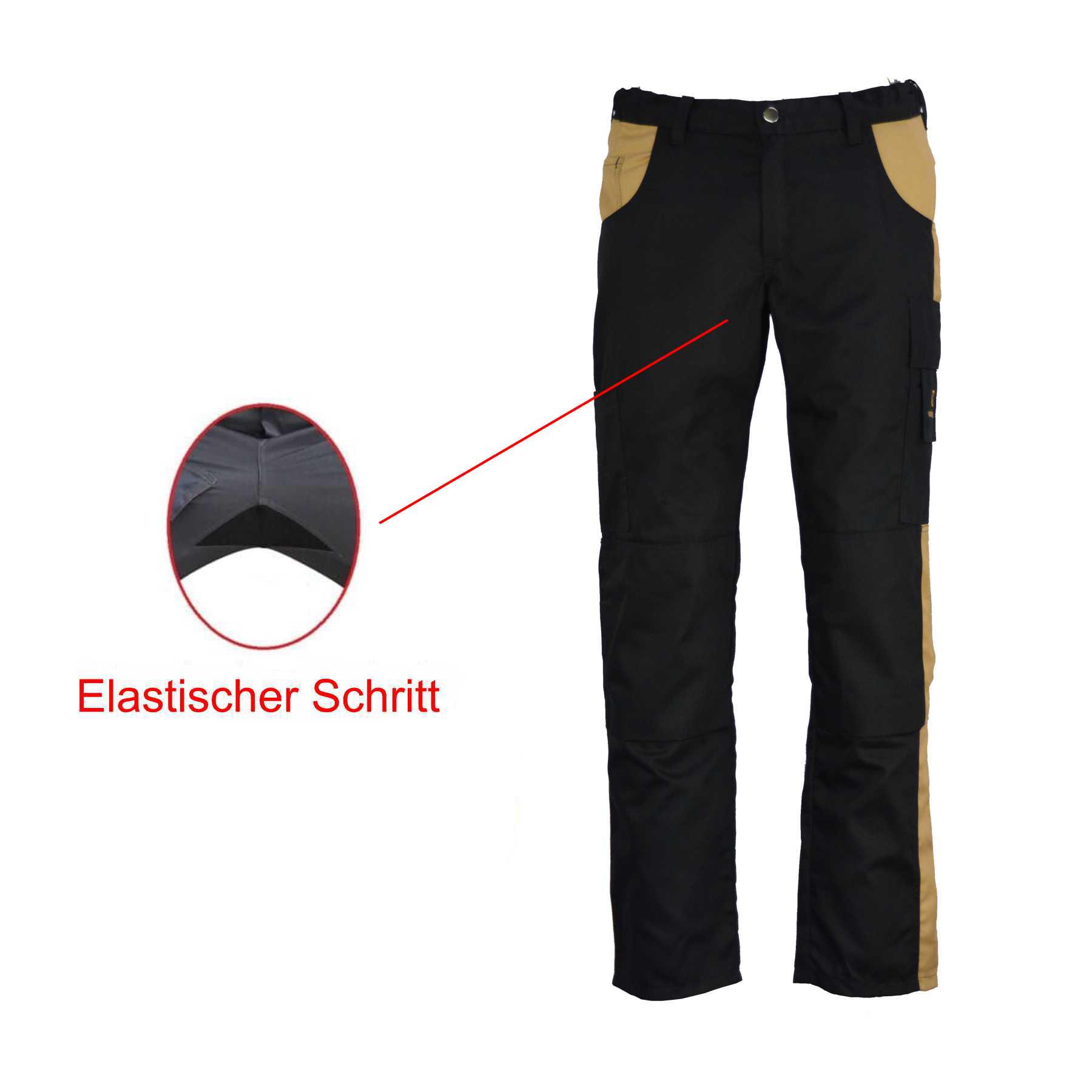 Elastischer Stoffeisatz im Schritt braun