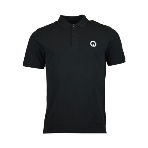 organic poloshirt schwarz front