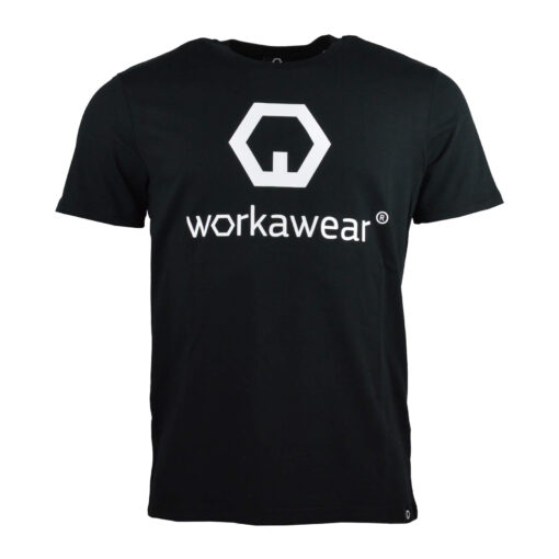 nachhaltig organic t-shirt schwarz mit weißes logo front