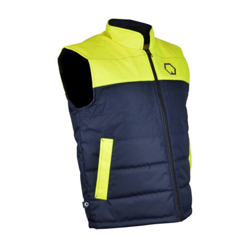 Seitliche Ansicht Workawear gelbe Puffer Weste